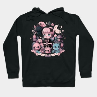 Cute Girl And Beers Goth Spooky For Little Anime Girls Lovers Hoodie